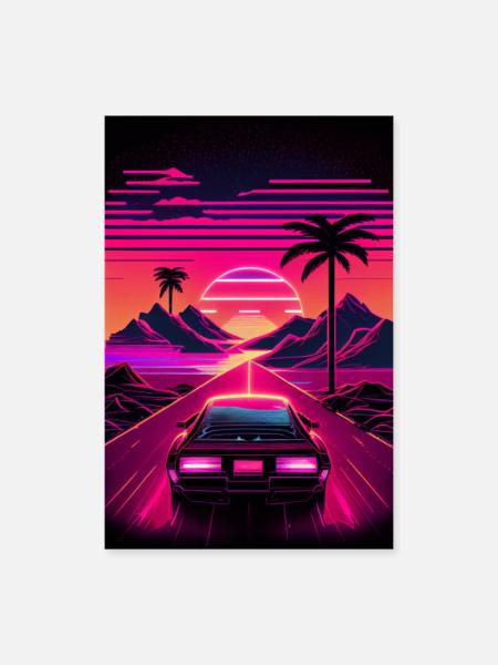 RetroWave 01 - Poster 60x90 cm - Weiß