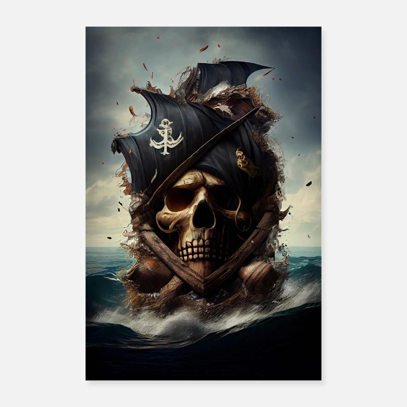 Pirat 02 - Poster 60x90 cm - Weiß
