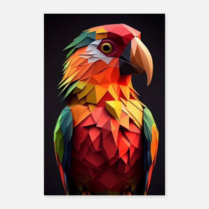 Papagei 01 - Poster 60x90 cm - Weiß