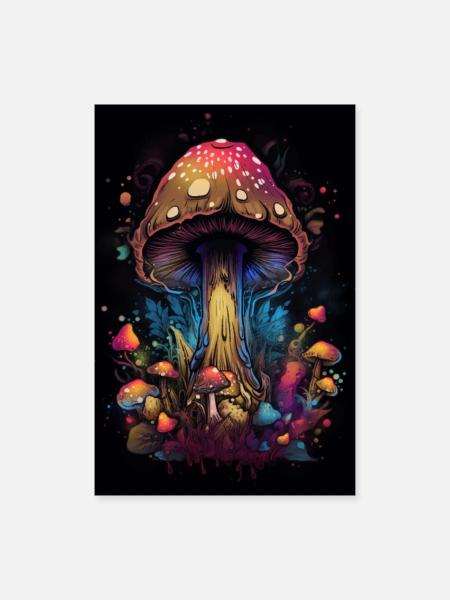 Psychedelischer Pilz - Poster 60x90 cm - Weiß