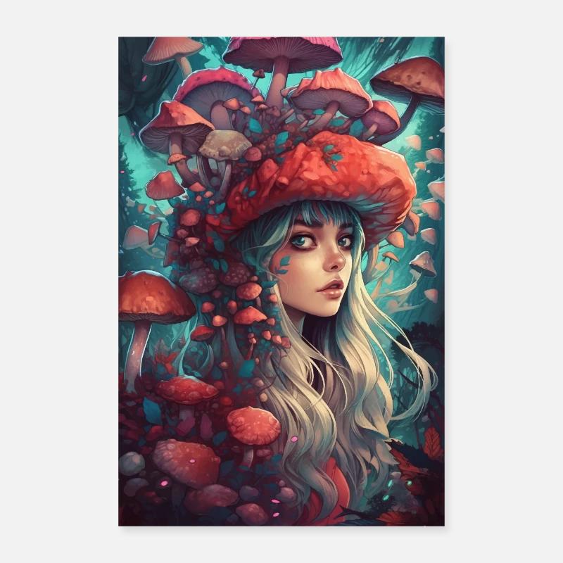 Anime Pilz Mädchen Poster 60x90 cm