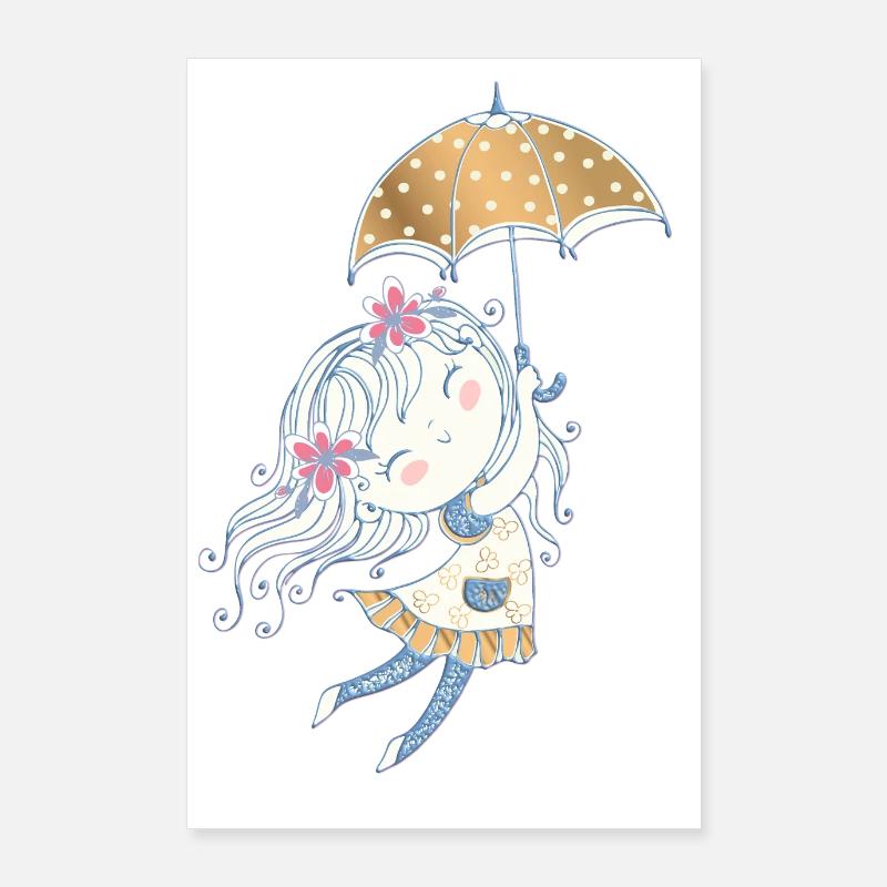 Kleines Mädchen Magic Umbrella: Feenflug Poster 60x90 cm