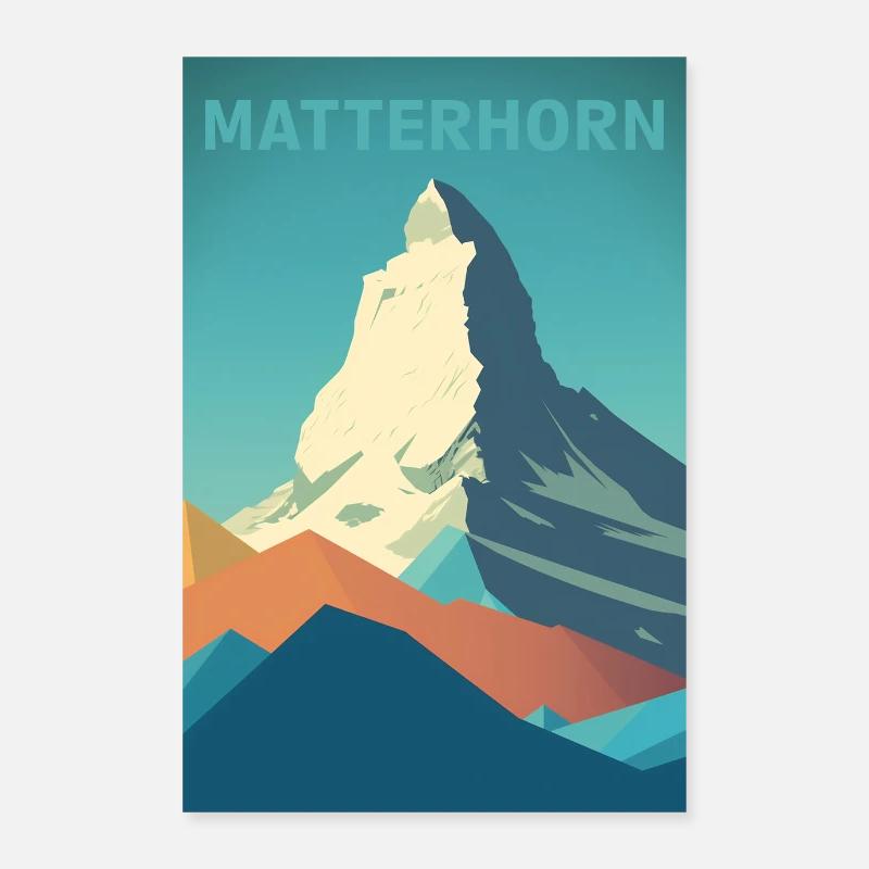 Affiche minimaliste du Cervin - Poster 60 x 90 cm - blanc
