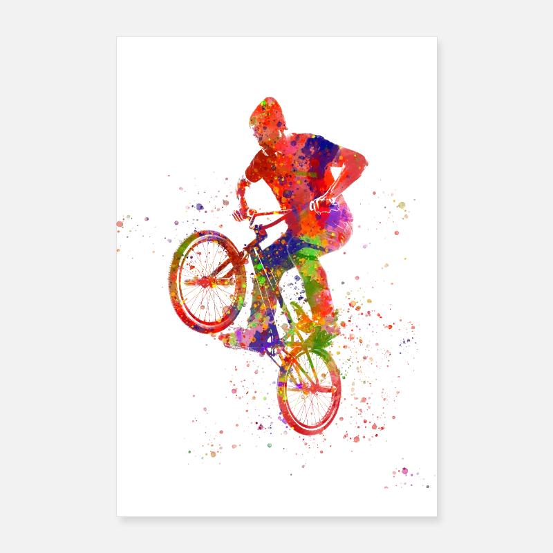 BMX turn in watercolor Poster 24" x 35" (60x90 cm)