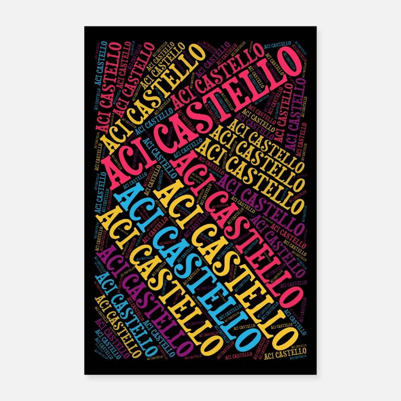 Affiche de collage de mots Aci Castello nuage de mots Poster 60 x 90 cm