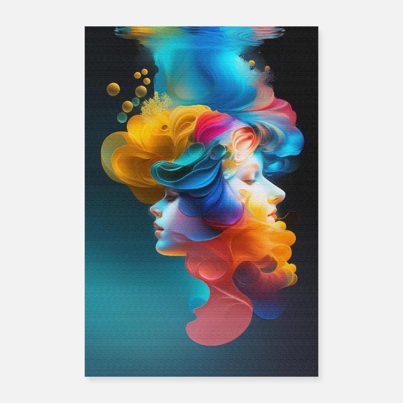 Undervands blæk kunst Poster 60x90 cm