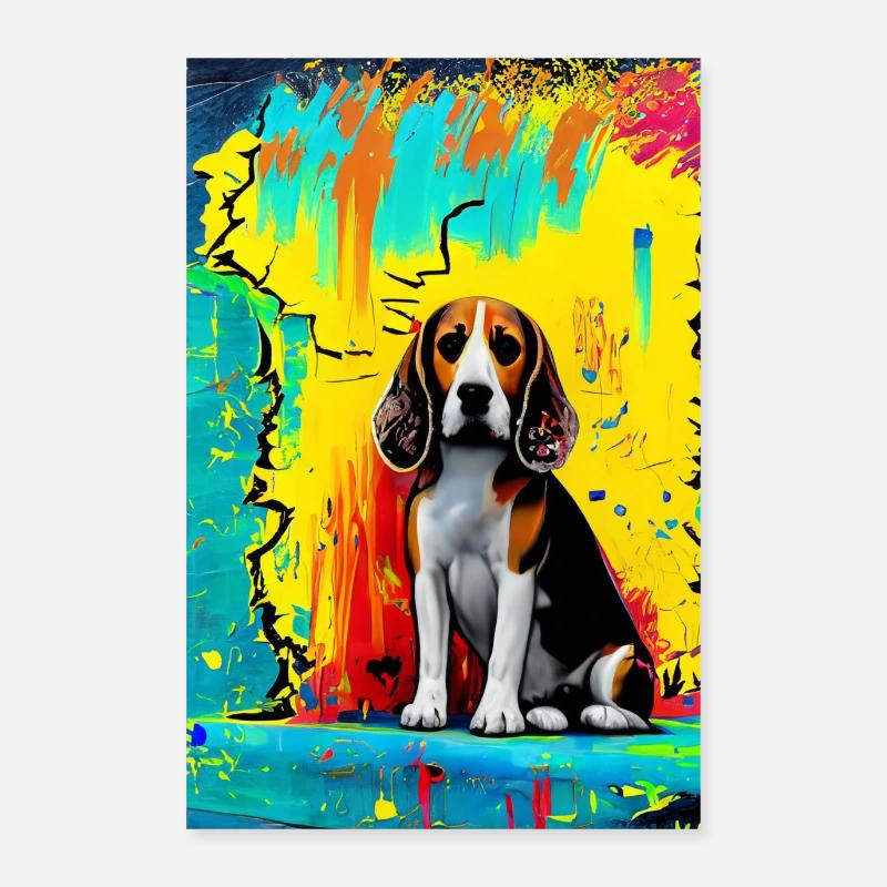 Impression pop art moderne | coloré | Chien Beagle Poster 60 x 90 cm