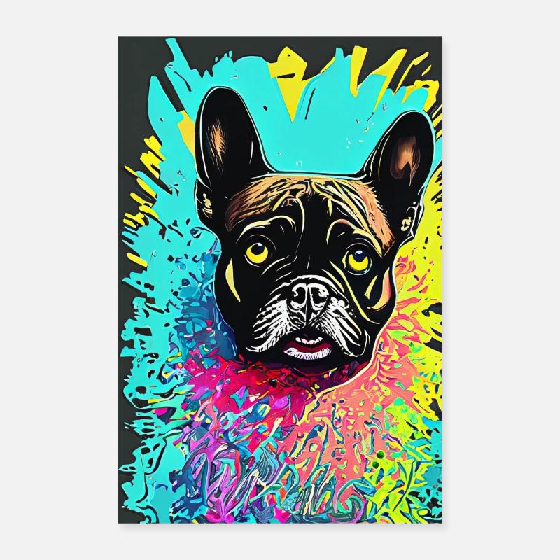 Impression pop art moderne | coloré | Bouledogue français Poster 60 x 90 cm