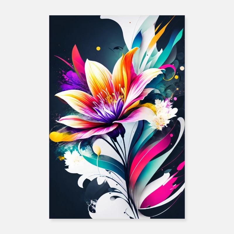 Art abstrait Flower Splash Ink Style Poster 60 x 90 cm