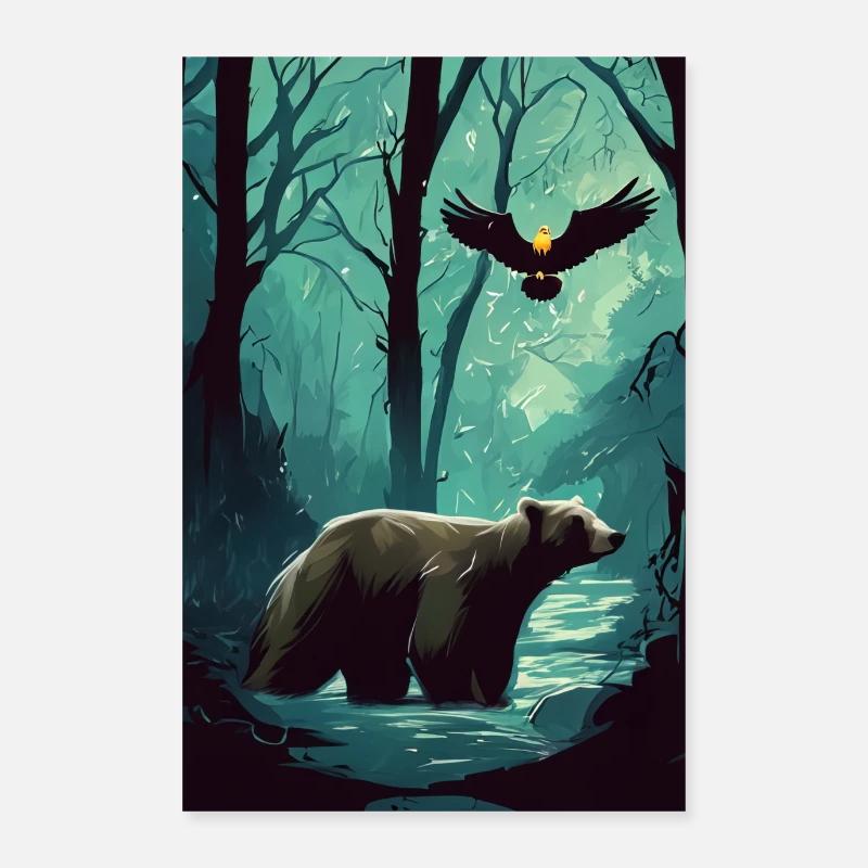 Dark Forest Animals Poster 24" x 35" (60x90 cm)