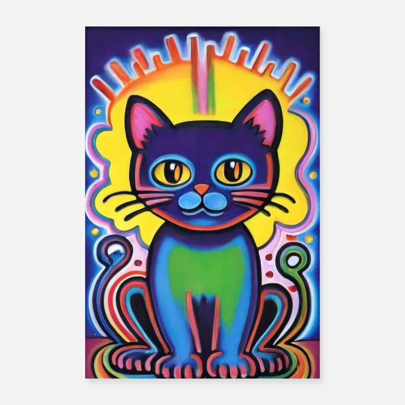 Cute Cat Pop Art Modern Art Poster 24" x 35" (60x90 cm)