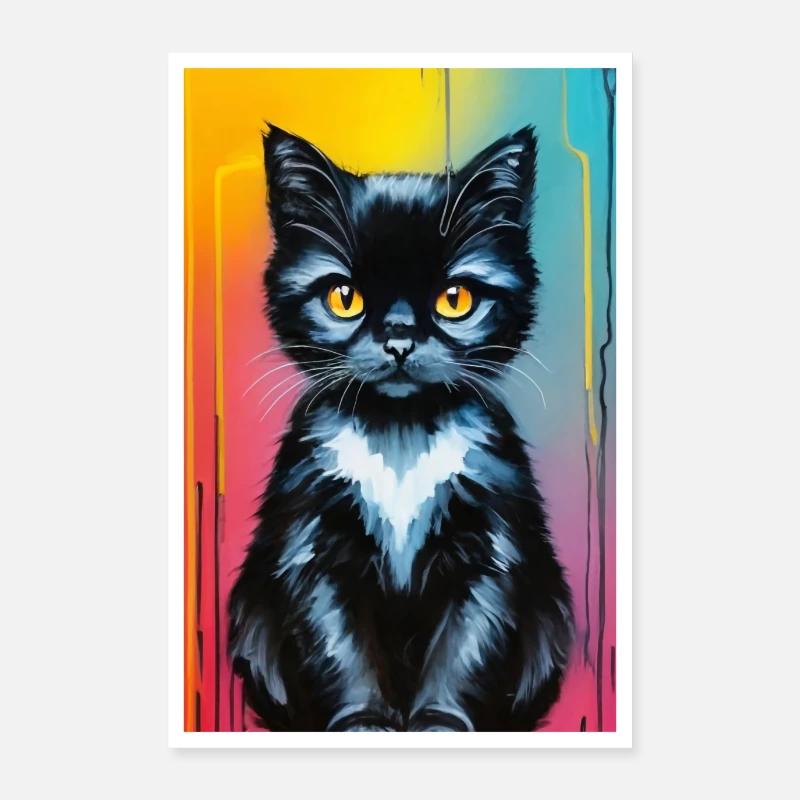 Cute Cat Pop Art Modern Art Poster 24" x 35" (60x90 cm)