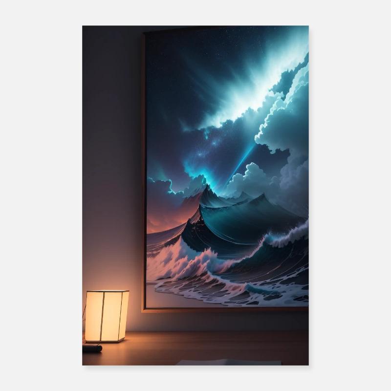 Ein Neon "Bild im Bild" Bild - Poster 60x90 cm - Weiß