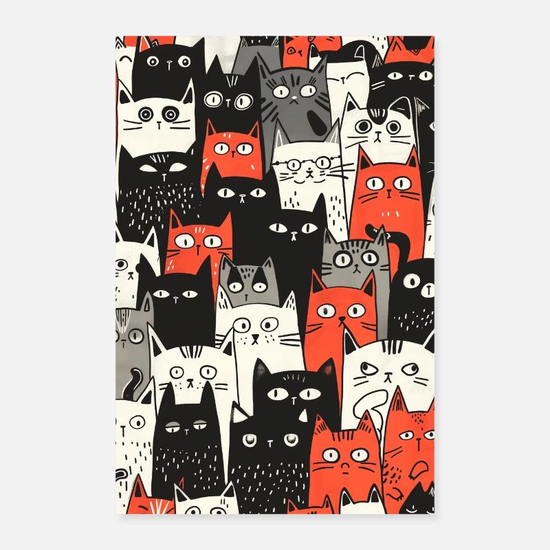 Viele Katzen gucken Poster 60x90 cm