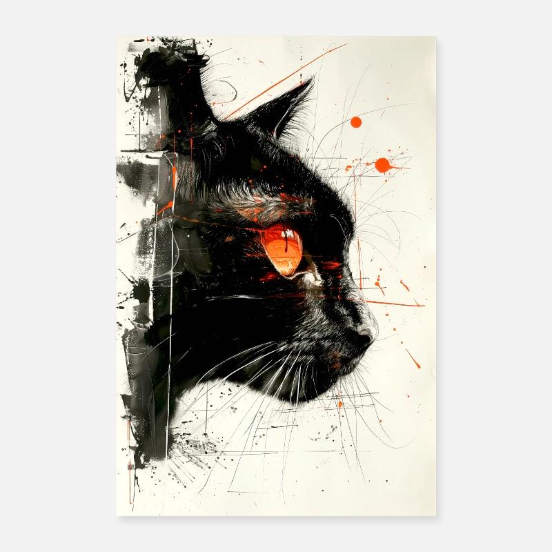 Collage chat noir Poster 60 x 90 cm