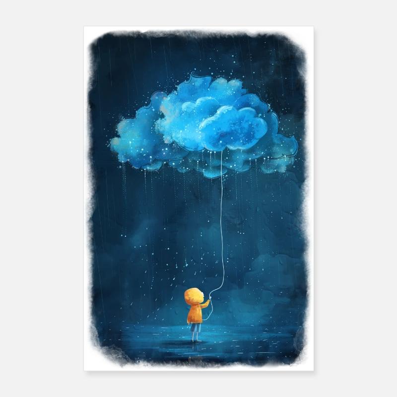 Cloud Balloon Boy Poster 24" x 35" (60x90 cm)