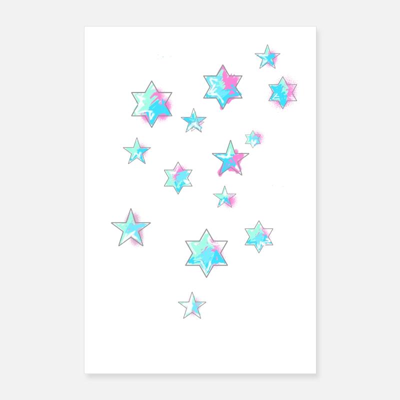 Étoiles,Coloré,Dessin,Graffiti,Peinture Poster 60 x 90 cm