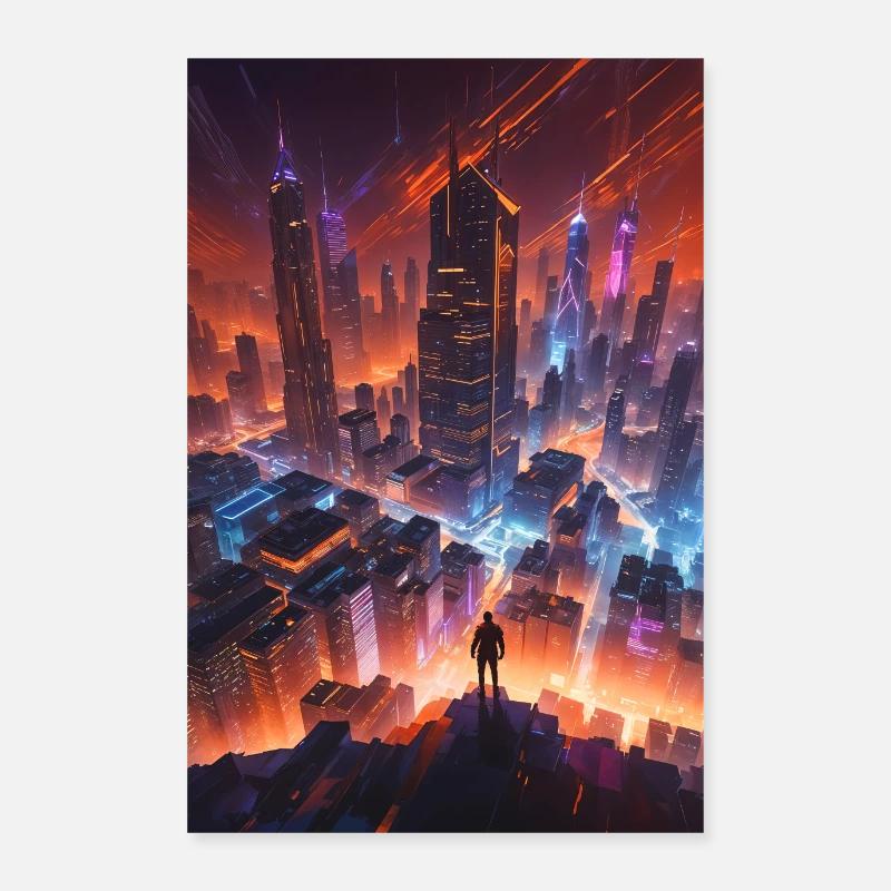 La mégapole éclairée Poster 60 x 90 cm