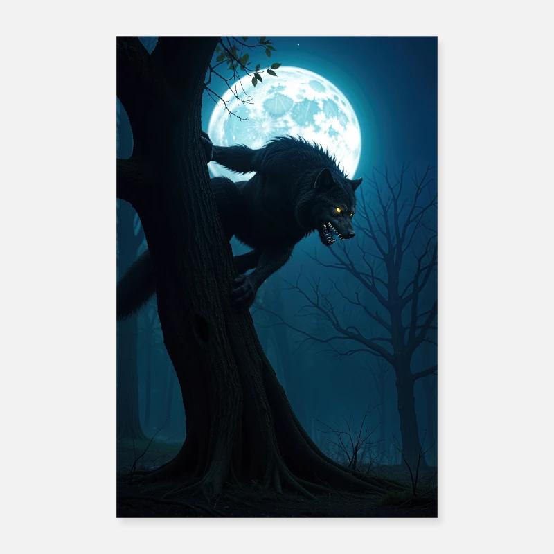 Loup-garou découvrant les dents Poster 60 x 90 cm