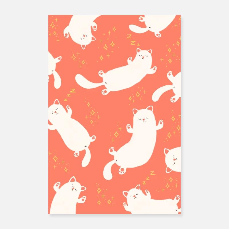 Chats endormis mignons Poster 60 x 90 cm