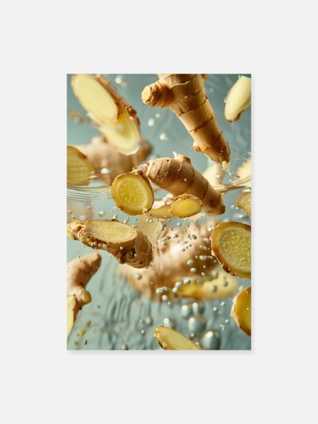 Ingwer Wasser - Poster 60x90 cm - Weiß