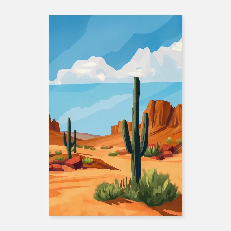 Wüstenlandschaft Illustration Poster Poster 60x90 cm