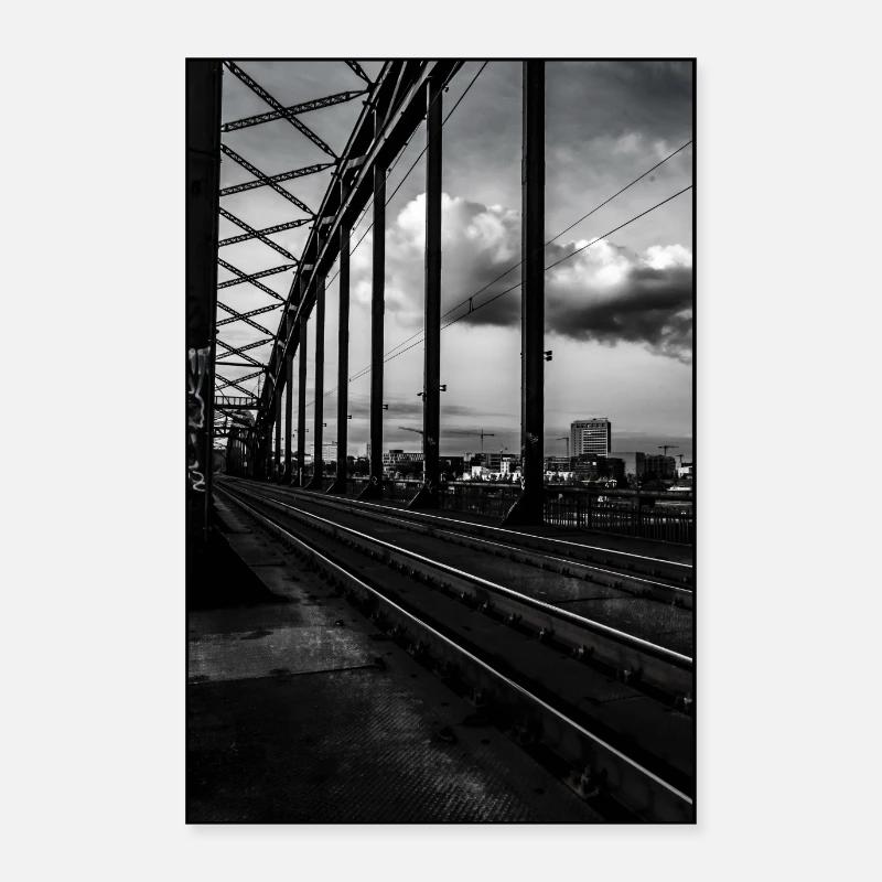 Black and white railway bridge Poster 24" x 35" (60x90 cm)