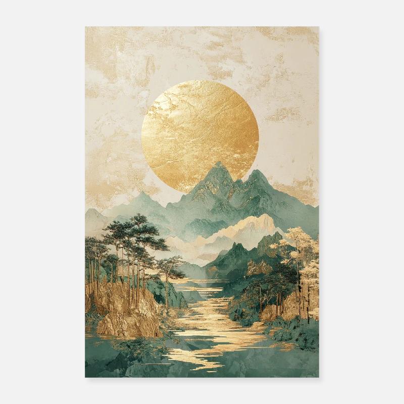 Paysage de jade doré Poster 60 x 90 cm