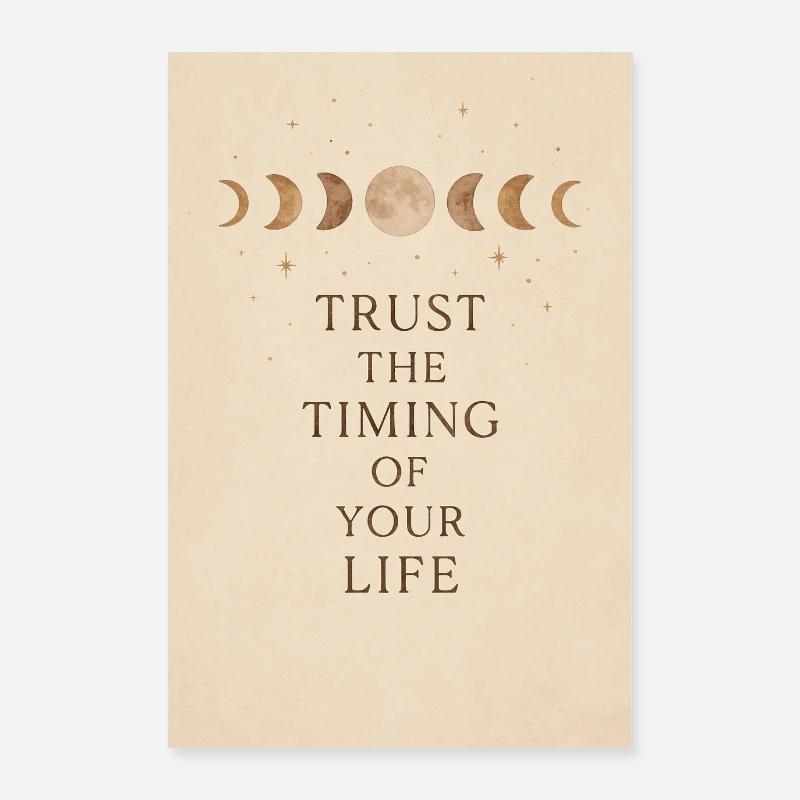 Trust the Timing – Boho Moon Phases Poster Poster 24" x 35" (60x90 cm)