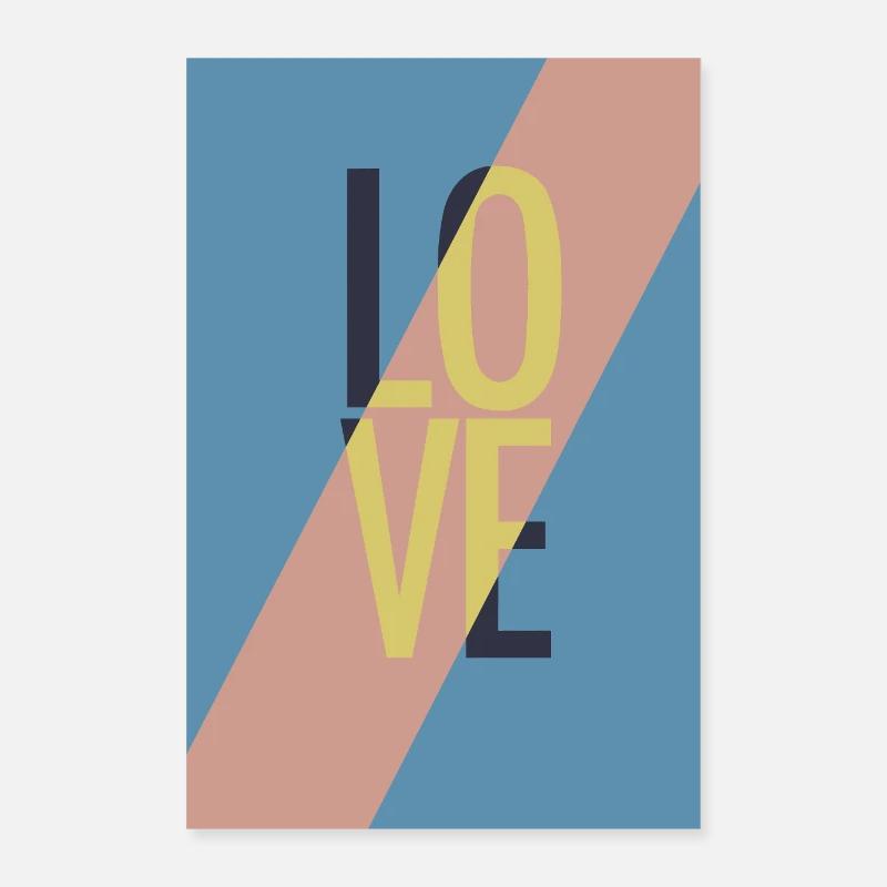 Message d’amour moderne avec design abstrait Poster 60 x 90 cm