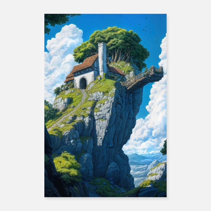 Mountain house landscape Poster 60 x 90 cm