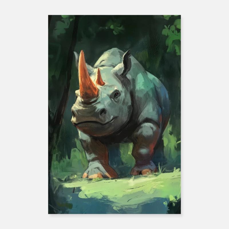 Illustration eines Nashorns Poster 60x90 cm