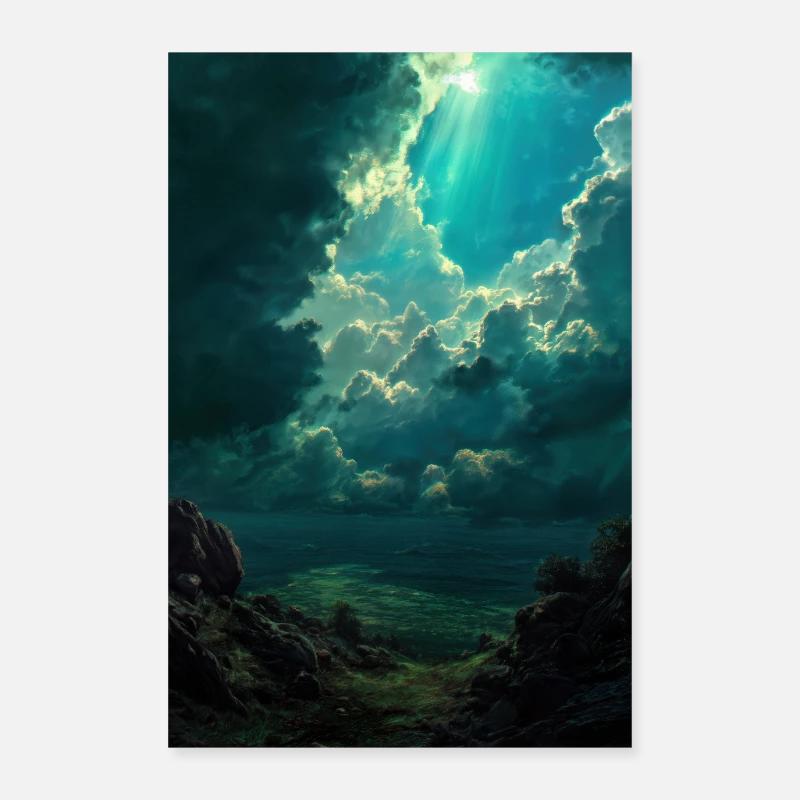 Illustration einer Naturlandschaft Poster 60x90 cm