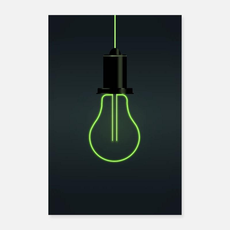 Neon Light Bulb – Minimalist Idea Design Poster 24" x 35" (60x90 cm)
