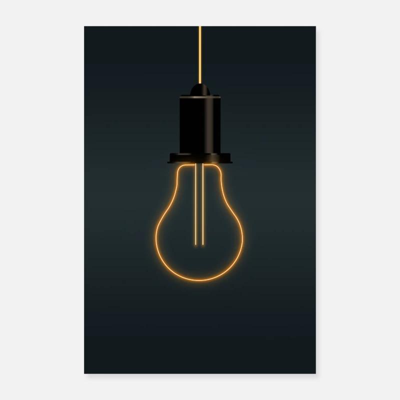 Affiche d’ampoule néon – Inspiration orange chaud Poster 60 x 90 cm