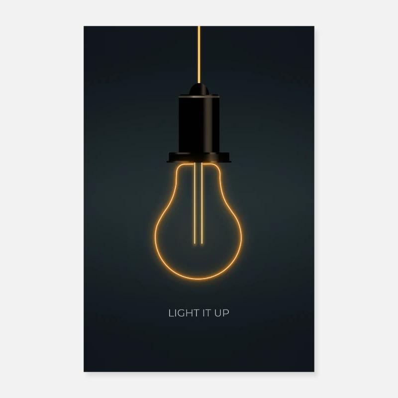 Light It Up – Affiche Ampoule Néon Poster 60 x 90 cm