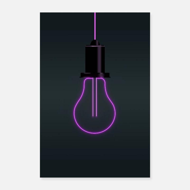 Neon Glühbirne Magenta Minimal Design Poster 60x90 cm