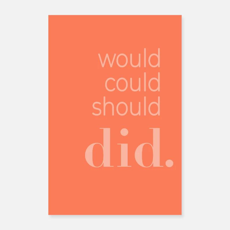 Affiche typographique Would Could Should Did Poster 60 x 90 cm