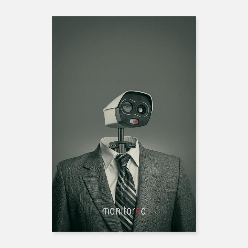 Monitored Digital Surveillance Art Poster Poster 24" x 35" (60x90 cm)