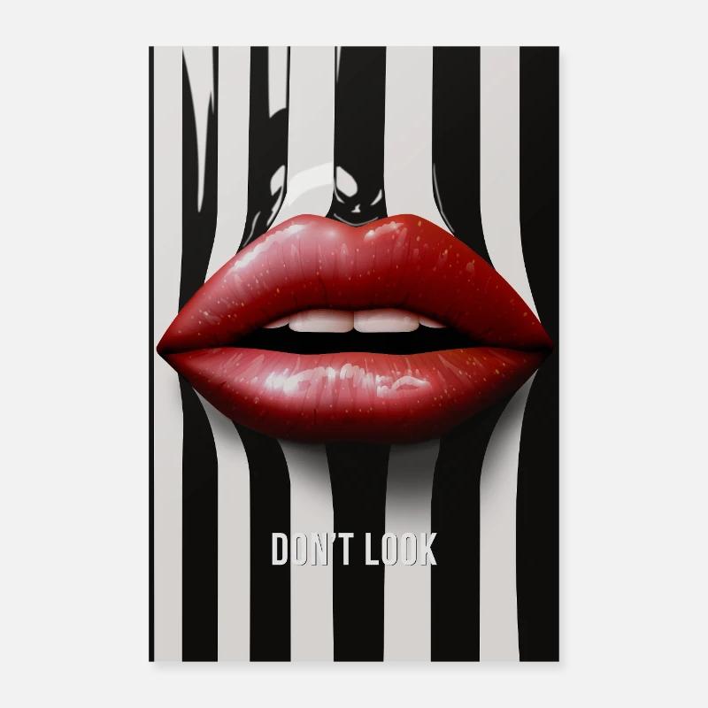 Don’t Look Lippen Statement Design Poster 60x90 cm