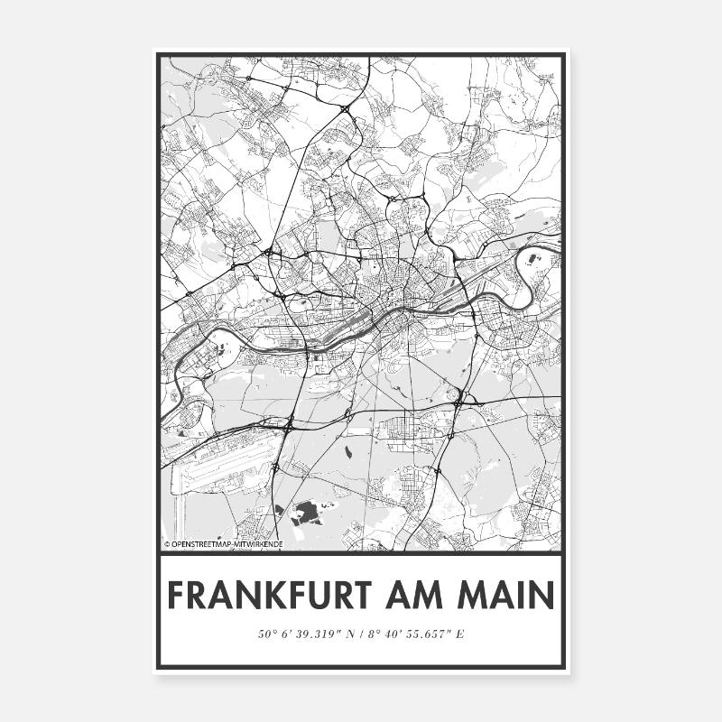 Frankfurt am Main map city map map Poster 24" x 35" (60x90 cm)