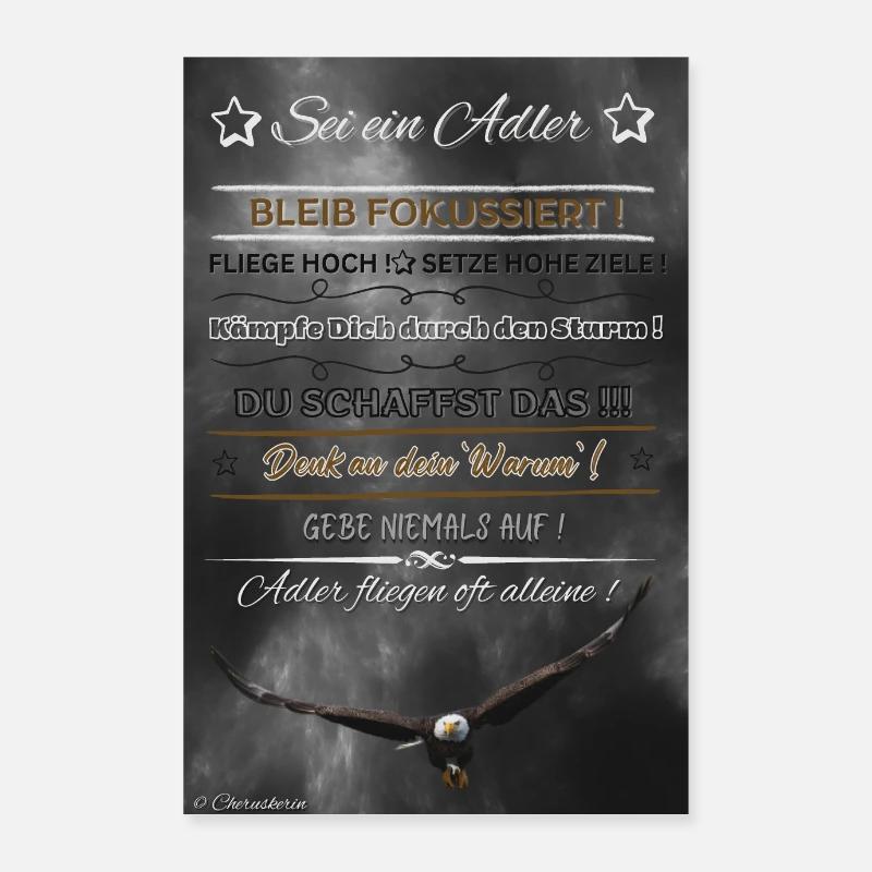 Adler Mindset - Poster 60x90 cm - Weiß