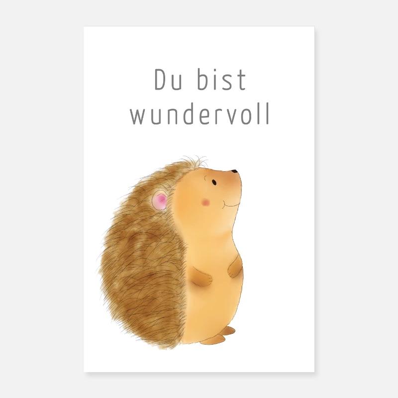 Hérisson Tu es merveilleux - Poster 60 x 90 cm - blanc