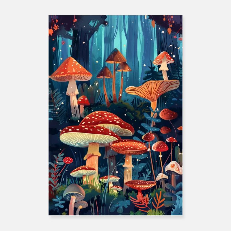 Forêt de champignons | IA Poster 60 x 90 cm