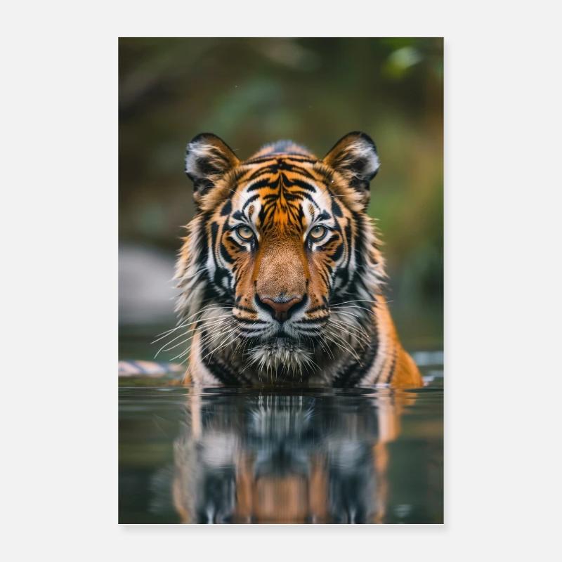 Tigre dans l’eau | IA Poster 60 x 90 cm