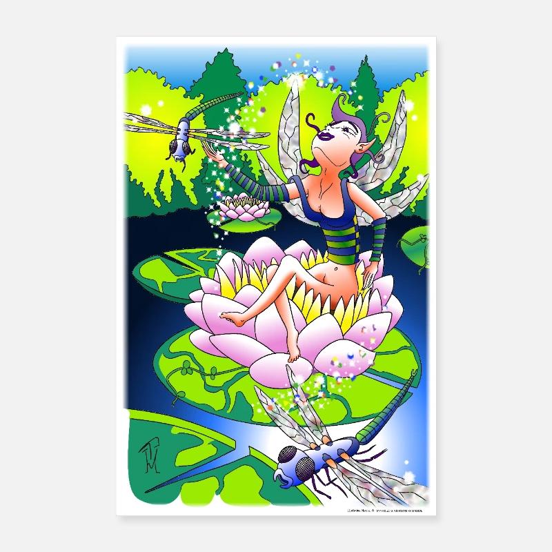 Libellenfee - Poster 60x90 cm - Weiß