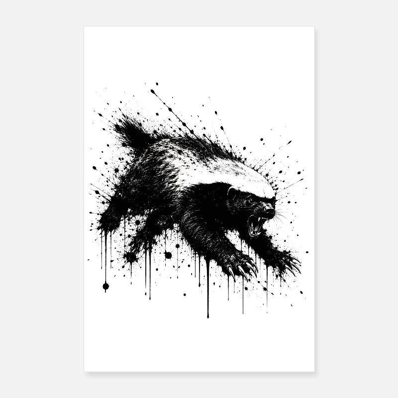 Honigdachs Splatter Poster 60x90 cm