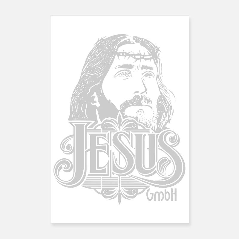 Jesus Kopf hellgrau Poster 60x90 cm