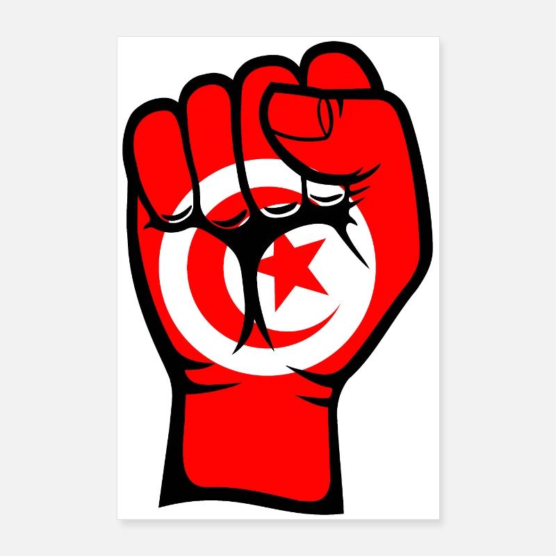 Drapeau de la Tunisie Poing Symbole de la Main Poster 60 x 90 cm