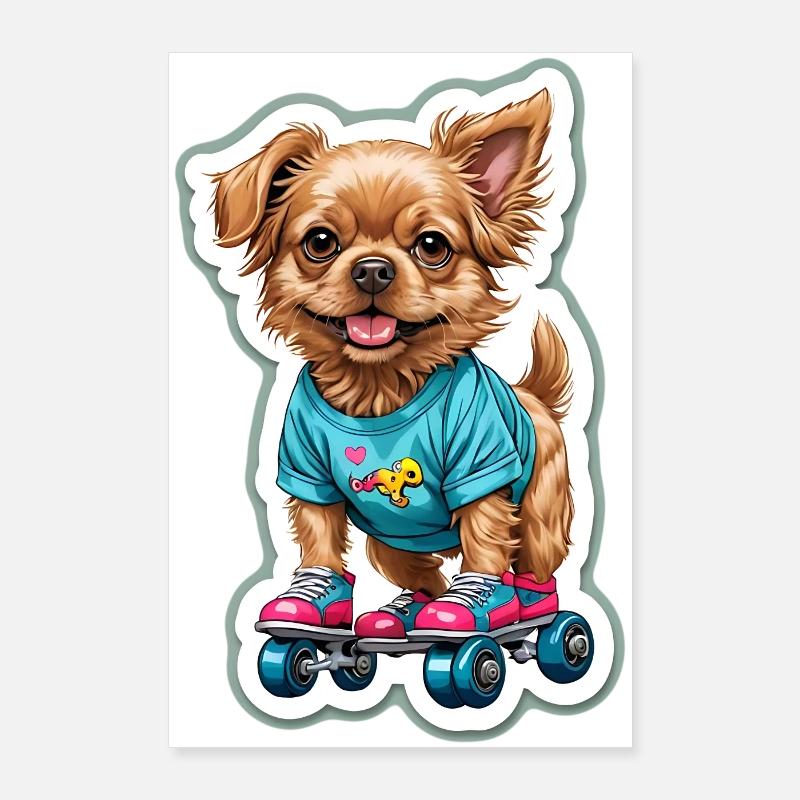 Doggy on roller skates Poster 24" x 35" (60x90 cm)